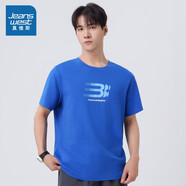 真維斯JW男裝2025春季新款 男款圓領(lǐng)簡(jiǎn)約印花字母設(shè)計(jì)感短袖T恤衫 彩藍(lán)2672 2XL (190) 108b