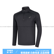 亞瑟士（asics）品牌logo圖案戶外休閑套頭長袖T恤 男款 黑色 黑色 M