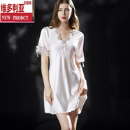 維多利亞的格調冰絲睡衣女夏睡裙短袖連衣裙家居服大碼睡衣女200斤2021新款 306款淡藕色冰絲 L