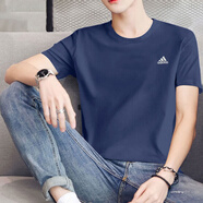 阿迪達(dá)斯 （adidas）短袖T恤男士女裝2025夏季情侶運(yùn)動(dòng)服寬松圓領(lǐng)休閑上衣半袖 純棉JI9065深藍(lán)色 M 推薦135-155斤
