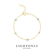 LIGHT ONLY培育鉆石手鏈18k金 百搭手鏈可調節長(cháng)度 簡(jiǎn)約原創(chuàng  )設計黃金色手鏈 祈愿手鏈 黃金色18k金