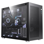 半島鐵盒（PADO）N4黑色MATX機箱 240水冷位/桌面便攜式手提臺式電腦主機外殼/迷你側透玻璃/支持顯卡長(cháng)度360MM