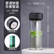 萬(wàn)象（WANXIANG）加厚大容量玻璃杯男女便攜泡茶杯 U261R-深灰色- 520ml 301-400ml