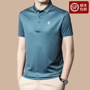 夢(mèng)特嬌短袖t恤中年男士桑蠶絲爸爸裝透氣翻領(lǐng)半袖格子polo衫. 皮青 M56316 S 165/84A
