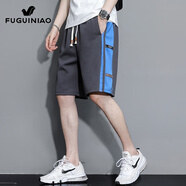 富貴鳥(niǎo)（FUGUINIAO）富貴鳥(niǎo)純棉休閑短褲男士寬松直筒沙灘褲夏季新薄款運動(dòng)五分褲子男 9666深灰 均碼 M推薦[90-110斤]