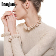 DONNJUNN木耳領針織衫女花邊荷葉邊毛衣女內搭修身緊身半高領打底衫女秋冬 米駝色 M