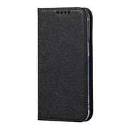 適用iPhone15ProMax插卡手機殼三星S23翻蓋蠶絲紋A53 5G保護皮套 黑色+手繩 iPhone15