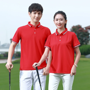 佐薩倫 夏季短袖工作服t恤定制男女翻領polo衫印字企業(yè)工裝車間工廠廠服 紅色（雙線條1919） L