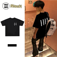 蘇愚100%純棉美式街頭夏季字母印花韓版寬松高街百搭短袖T恤男女情侶 220克-黑 XL 建議125-140斤