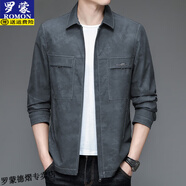 羅蒙（ROMON）男士工裝夾克2024秋冬新款潮流痞帥翻領(lǐng)休閑上衣中青年牛仔外套男 2235灰色(拉鏈款) 常規(guī) XL (推薦120-140斤)