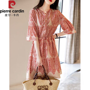 皮爾卡丹（pierre cardin）歐洲站2025夏季新款時(shí)尚裙子波西米亞茶歇法式寬松洋氣雪紡連衣裙 紅色 M 【100斤以?xún)取?
                                         title=