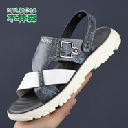 木林森【乳膠鞋墊涼鞋】男鞋夏季戶(hù)外軟底舒適休閑涼拖兩用拖鞋沙灘鞋男 白藍J451010466 38