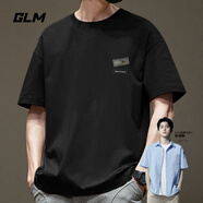 GLM敖瑞鵬代言短袖t恤男夏季休閑港風(fēng)學(xué)生青少年寬松潮搭純棉體恤ins 【純棉】黑#灰星熊 5XL