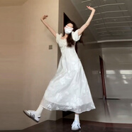 EINDKAD連衣裙法式白色方領(lǐng)泡泡袖子女夏季2025年新款小個(gè)子收腰氣質(zhì)長(cháng)裙 連衣裙【今年流行漂亮/春日碎花 XL 60/65kg