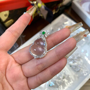 七笙紀(jì)冰種佛公玉髓吊墜大S925銀項鏈女彌勒佛玉墜大肚佛笑佛毛衣鏈玉佛 水沫玉頂珠葫蘆【單吊墜】 40cm+5cm鏈長
