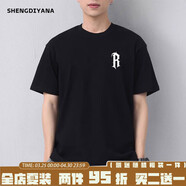 圣締亞納2025夏季新款潮牌男士短袖T恤男純棉寬松男裝大碼體恤圓領(lǐng)半袖t恤 黑色T XL