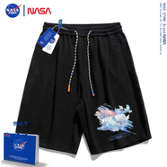 NASA STONE聯(lián)名短袖t恤男夏季新款潮流寬松純棉學(xué)生百搭上衣半袖情侶裝夏裝 黑色褲子 M 推薦體重100-120斤