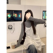 姿偉祺蕾絲吊帶連衣裙顯瘦疊搭個(gè)性短裙春季 灰色高領(lǐng)T+白蕾絲吊帶裙 S