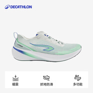 迪卡儂男士夏季cushion500緩震透氣中考訓練運動跑鞋白/綠43鞋-5367826