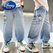 迪士尼（Disney）童裝男童夏裝褲子防蚊褲新款兒童夏款夏季薄款中大童牛仔褲潮 KZB2016-藍(lán)色褲子 120 建議身高110-120厘米