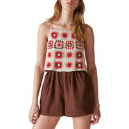LUCKY BRAND 女式鉤針連身衣 Pink Granny Square X-Small