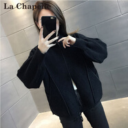 拉夏貝爾（La Chapelle）短外套女裝2025年春秋新款時(shí)尚寬松小個(gè)子法式名媛外套風(fēng)衣上衣冬 黑色 XL 125-140斤
