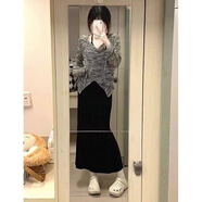 FSHE掛脖連衣裙女夏季新款黑色高級垂墜感長裙氣質超火吊帶長裙子百搭 掛脖裙 【單獨裙子】 S 建議80-95斤