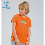 JEANSWEST CLUBKDP真維斯童裝夏裝男女童圓領(lǐng)短袖兒童T恤印花多色可選純棉體恤衫 小籃球橙色2220 110 cm