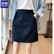 羅蒙韓版工裝短裙女夏薄款2025新款氣質(zhì)高腰顯瘦百搭包臀a字半身裙子 藏青色 M 推薦95斤-105斤