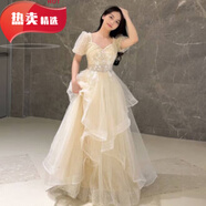 靠森（Kaooseen）洛麗塔大裙子飛行日志畢業(yè)季禮服日?？铋L(cháng)裙生日裙Lolita長(cháng)裙 翩翩公主香檳色 M