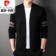 皮爾卡丹（pierre cardin）毛衣男秋冬季羊絨開衫毛衣男羊毛針織衫男外套中休閑針織 黑色 2XL