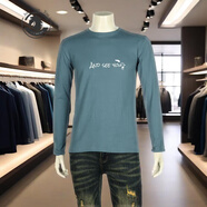 ANDSEEYOU 品牌男士長(cháng)袖T恤 秋冬季新款簡(jiǎn)約時(shí)尚圓領(lǐng)印花上衣青年百搭體恤 天青色 M