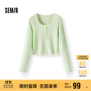 森馬毛衣女短款正肩緊身顯瘦2025春季圓領(lǐng)假兩件毛衫109125107002