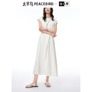 太平鳥【通勤系列】【商場同款】暮光裙2025夏季MINGMA聯(lián)名連鏤空衣裙 白色 XL 170