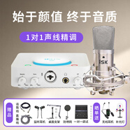 艾肯白色U Solo外置聲卡電腦手機通用主播直播錄音K歌麥克風(fēng)話筒聲卡設(shè)備套裝 U Solo+iSK bm800