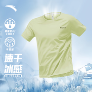 安踏（ANTA）速干短袖吸濕透氣 2025夏季男士冰感跑步運動訓練T恤上衣透氣寬松 【新款字母款】寂靜綠5510-5 L （男175）