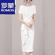 羅蒙（ROMON）連衣裙女新款2026夏季修身顯瘦氣質(zhì)通勤職業(yè)ol高級感開(kāi)叉氣質(zhì)裙子 白色 S