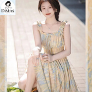 堤姆斯日系甜美顯瘦碎花吊帶裙女夏2025新款小個(gè)子方領(lǐng)泡泡袖收腰連衣裙 吊帶連衣裙 商場(chǎng)同款 S 80-105斤 商場(chǎng)同款