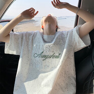 主意范（ZHUYIFAN）夏季短袖男款寬松鋼印五分袖衣服青少年半袖體恤美式風(fēng)重磅T恤男 t2506白色 款 XL 約130-145斤可穿