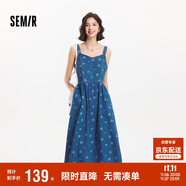 森馬（Semir）牛仔連衣裙女甜酷時尚個性2025夏元氣滿印背帶裙俏皮109325114025