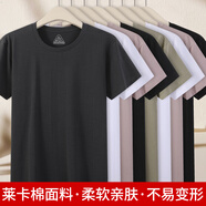 95棉加5%氨綸男士Tt恤涼感舒適柔軟萊卡棉純色短袖打底百搭四面彈 經(jīng)典白色 2XL 125-145斤