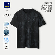 HLA海瀾之家短袖T恤男25新山不在高秀場同款涼感短袖夏HNTBW2J216A 黑色花紋EK M