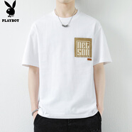 花花公子（PLAYBOY）短袖T恤男夏季男士休閑衣服寬松純棉半袖潮流打底衫