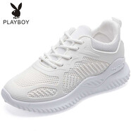 花花公子（PLAYBOY）春夏網(wǎng)紅新款女鞋2025年阿爾法透氣款運動(dòng)跑步鞋女百搭休閑網(wǎng)面鞋 全白色 不透氣秋款膠面 36