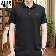 吉普（JEEP）短袖t恤男2025新款夏季潮牌體恤高端寬松休閑冰絲POLO衫上衣 黑色 2XL
