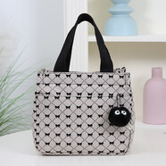 鵬境帆布包女士2025款年飯盒大容量上班通勤高級感帶拉鏈手拎小手提袋 蝴蝶小結-【卡其色-無(wú)掛件】