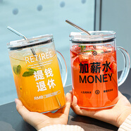 維艾（Newair）水杯玻璃杯高顏值女生大容量刻度帶蓋杯子辦公室吸管帶把手高硼硅