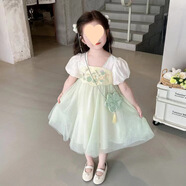 COLORFUL GEMS女童漢服公主風(fēng)連衣裙夏款仙氣十足女孩外穿 花色 連衣裙【不帶包包】 均碼 90