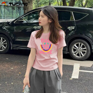 啄木鳥(niǎo)（TUCANO）歐貨棉質(zhì)女士短袖t恤淺粉色正肩女裝夏裝2026新款修身上衣體恤 2018粉色常規款(粉色印花) S