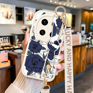 涂畫(huà)手適用華為暢享70X手機殼腕帶支架70S斜跨長(cháng)掛繩60X簡(jiǎn)約時(shí)尚輕奢新款硅膠軟殼小羊皮全包防摔保護套 華為暢享70PRO【白色-魅藍花卉】